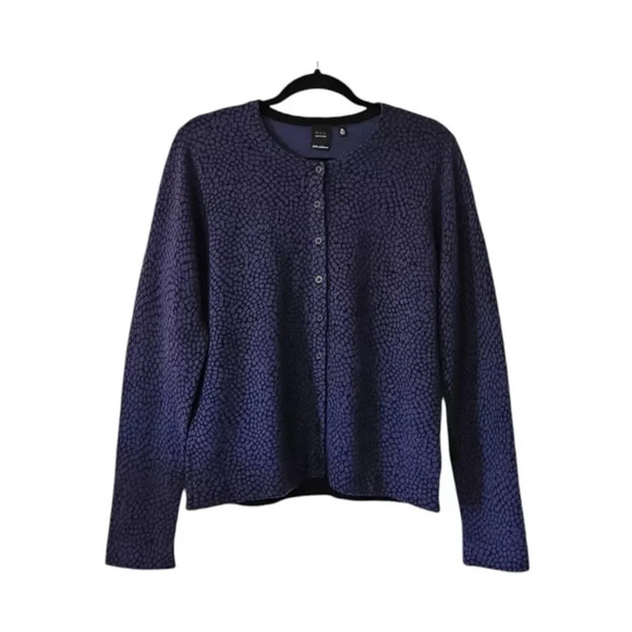 Saks Fifth Avenue Black 100% Cashmere Women's Size XL Blue Long Sleeve Button Up - Picture 1 of 9